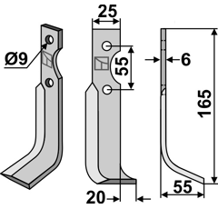 Lame droite pour Fraise/Rotavator AGRIA 69726 adaptable 