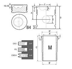 Kit Chemise + piston + segments pour machine agricole JOHN DEERE RE22678 adaptable