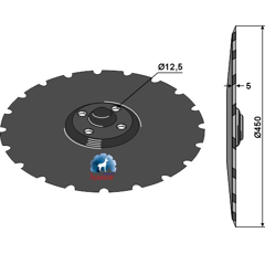 Tellerscheibe gewölbt und gezahnt Ø 450 mm für Egge VÄDERSTAD 466947 - Nachbau