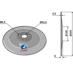 Disque lisse Ø300x2,5 mm pour semoir AMAZONE 951498 adaptable - BlackSteel©
