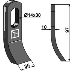 Fléau pour broyeur 97 x 35 mm VOTEX 4503030 adaptable  - BlackSteel©