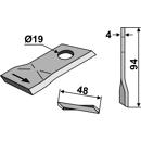 KM-Klinge links 94x48x4 LochØ: 19 mm 80192 B.C.S. Nachbau 