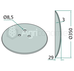 Disque lisse Ø350x3 mm pour semoir ACCORD AC496709 adaptable 