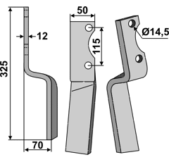 Rotorzinken,  A Links 325 x 50 Howard Nachbau
