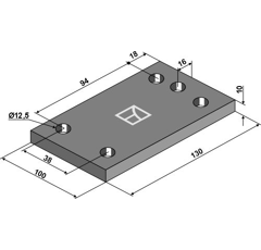 Plaque 130 x 10 x 100 mm adaptable