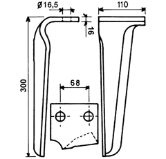 Dent droite pour herse rotative KUHN 52560400 origine