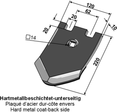 Soc à pointe 220 x 120 mm pour cultivateur QUIVOGNE adaptable - Blacksteel©