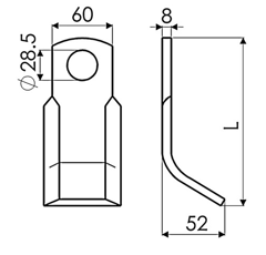 Fléau 60 x 205 mm pour broyeur BERTI adaptable