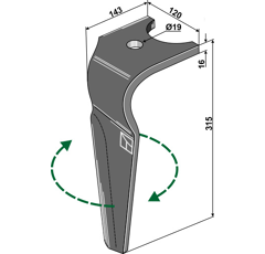 Dent droite pour herse KUHN K2500100 adaptable - BlackSteel©
