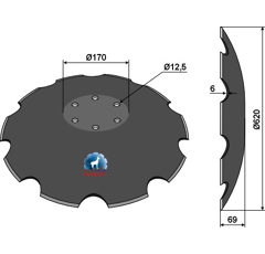 Disque crénelé ∅620x6 pour déchaumeur adaptable - Blacksteel©