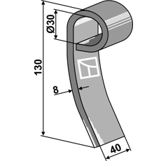 Fléau 130 x 40 mm pour broyeur VOGEL & NOOT 11087003 adaptable - Blacksteel©