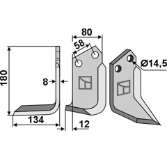 Lame gauche pour Fraise/Rotavator BREVIGLIERI 0064818S adaptable 