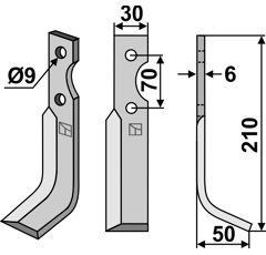 Lame droite pour Fraise/Rotavator GUTBROD 75.73.027 adaptable 