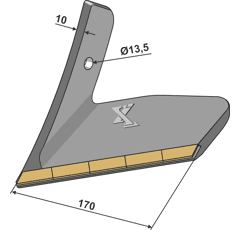 Soc à ailette carbure 170 mm pour déchaumeur KÖCKERLING adaptable