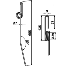 Griffe Ø7mm pour semoir GÜTTLER 50517000 adaptable - Blacksteel©