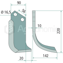 Lame droite pour Fraise/Rotavator MASCHIO/GASPARDO M09400414R adaptable 