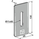Abstreiferblech 130 x 68 mm für Packerwalze KRONE 490423.5 Nachbau