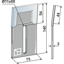 Racloir métallique renforcé pour rouleau packer KUHN 52560010 adaptable