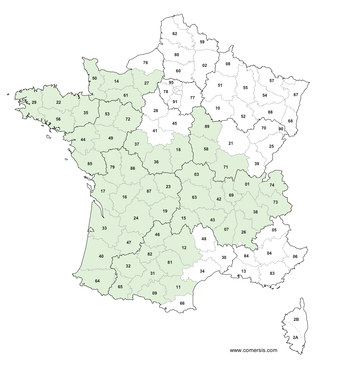 Carte de france avec des départements rumimax