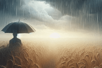 pluie sur un champ de ble