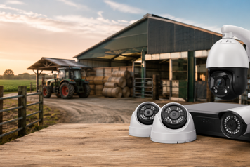 Caméra de surveillance HORIZONT installée sur un bâtiment agricole