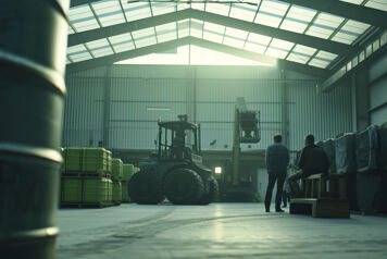 bacs de retention dans un hangar stockage