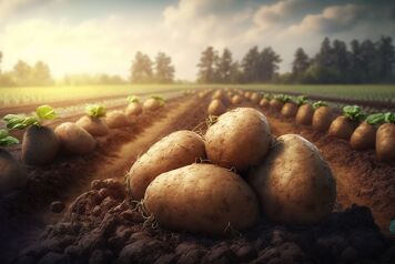 zoom recolte pomme de terre champ