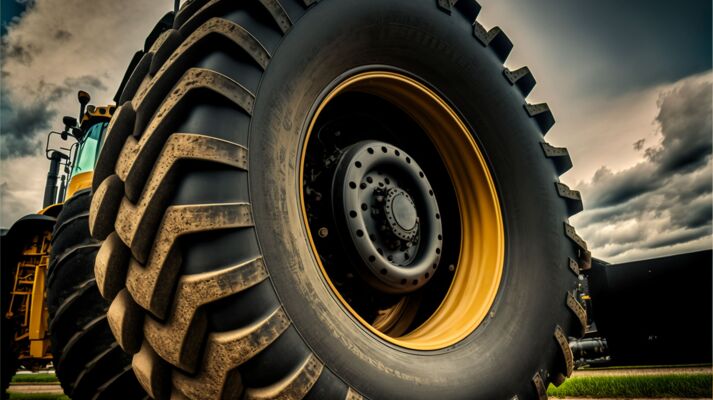 zoom pneu agricole et son tracteur