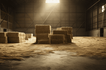 Paille dans un hangar