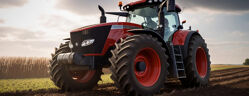 Tracteur moderne réparé avec pièces neuves