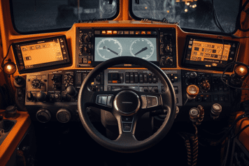 zoom sur des voyants à l'intérieur d'une cabine tracteur 