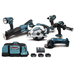 ensemble 6 machines makita 18v lxt avec 3 batteries 18v 3ah li ion compatible en 4ah dkx6003 agriconomie